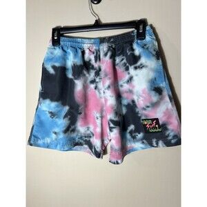 Surf Style Shorts Tie Dye Nylon Neon Logo 90s Size Medium